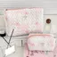 FAVORITEGOODS Túi đựng mỹ phẩm hoa Tote, Quilting Cotton Pink Floral Nơ Túi đựng đồ vệ sinh nữ, Túi đựng đồ trang điểm có dây kéo dung tích lớn ngọt ngào Đồ vệ sinh