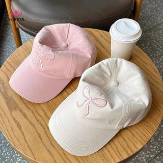 HWETR Ngọt Nơ Bóng Chày Cotton Có Thể Điều Chỉnh Snapback Mũ Xuân Thu Thêu Nữ Ngoài Trời Thường Ngày Mũ Chống Nắng Tấm Che Mũ Mới