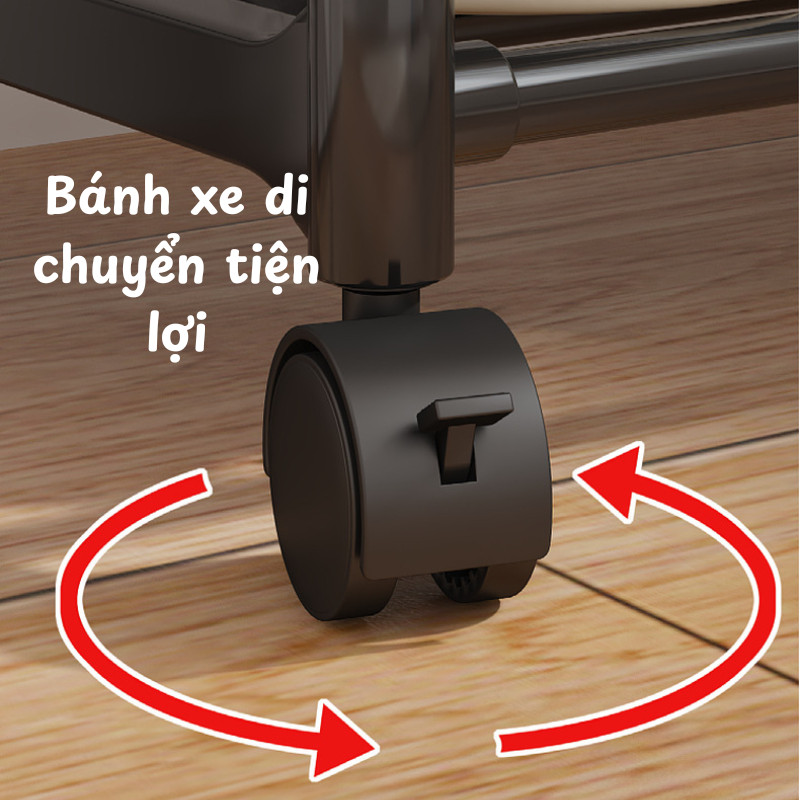 Giá Treo Quần Áo 3in1 Di Động Bánh Xe Tích Hợp Kệ Để Giày, Kệ Để Đồ Dễ Lắp Ráp, Chịu Lực Tốt