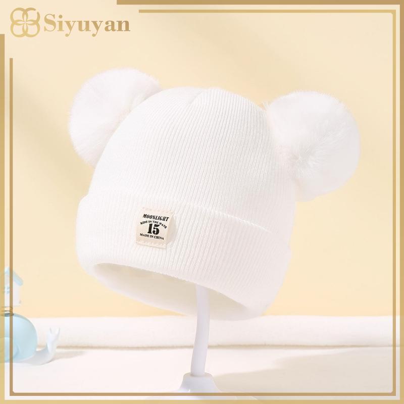 Siyuyan Thu Đông Cho Bé Mũ Dệt Kim Ấm Áp Với Pom Trẻ Em Đan Mũ Beanie Màu Trơn Mũ Trẻ Em Mũ Bé Cho Bé Trai Bé Gái VN