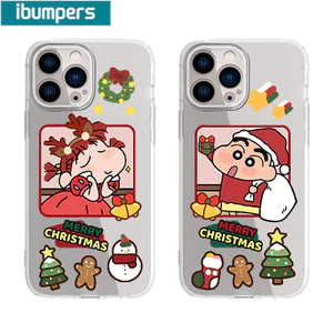 Ốp Điện Thoại Ibumipers Dễ Thương Crayon Shin chan Chủ Đề Giáng Sinh Trong Suốt Mềm Mại Chống Sốc Cao Cấp Cho iPhone 11 12 13 14 15 16 17 Pro Max IP 7 8 Plus Iphon X XS XR Xs max