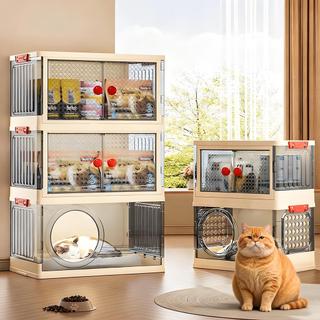 Nhà mèo có thể gập lại, Biệt thự mèo bán kín với không gian lưu trữ dung tích lớn có lỗ đưa đón tròn & cửa sổ trong suốt