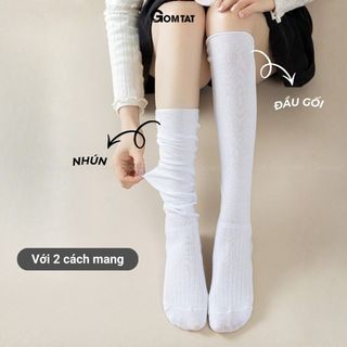 Combo 4 đôi tất lolita mang giày boot cao cấp GOMTAT, vớ bắp chân nữ mang bốt mùa đông, mềm mịn giữ ấm - KEM-001-CB4
