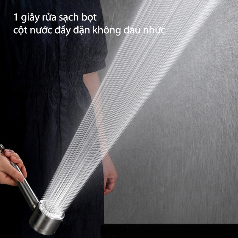 Vòi hoa sen tăng áp inox 304, 3 chế độ phun nước, xoay để chuyển đổi, tia nước nhỏ với khả năng tăng áp mạnh mẽ
