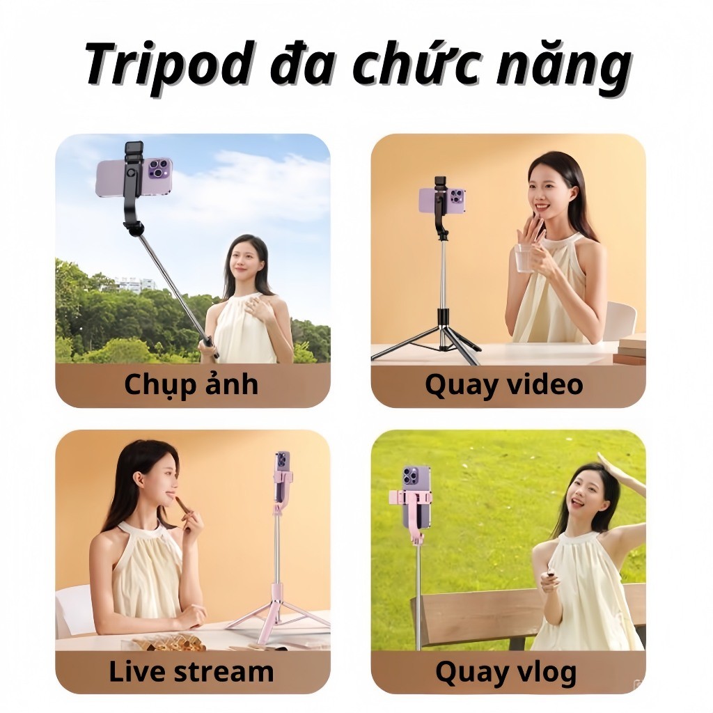 Gậy chụp ảnh 3 chân R1S - Gậy selfie chụp hình, tự sướng có điều khiển từ xa kèm đèn trợ sáng 1m75