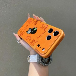 Phim Hoạt Hình Dễ Thương Màu Cam Crayon Shin Chan Da Bảo Vệ Toàn Ống Kính Ốp Điện Thoại Cho iPhone 17Promax 17Pro 13 14 15 16 Promax Chống Sốc Nam Nữ Vỏ Di Động