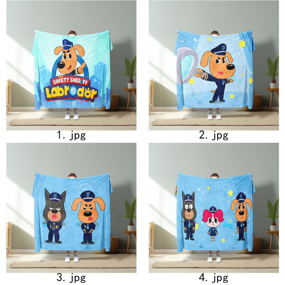 Chăn Flannel in hình một mặt Sheriff Labrador cho ghế Sofa, giường ngủ, văn phòng hoặc du lịch