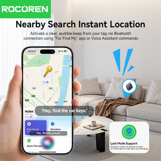 Rocoren Smart Finder Bluetooth GPS Tracker Thiết bị chống mất Tìm thẻ của tôi với báo động Định vị GPS cho iOS iPhone 17 iPad