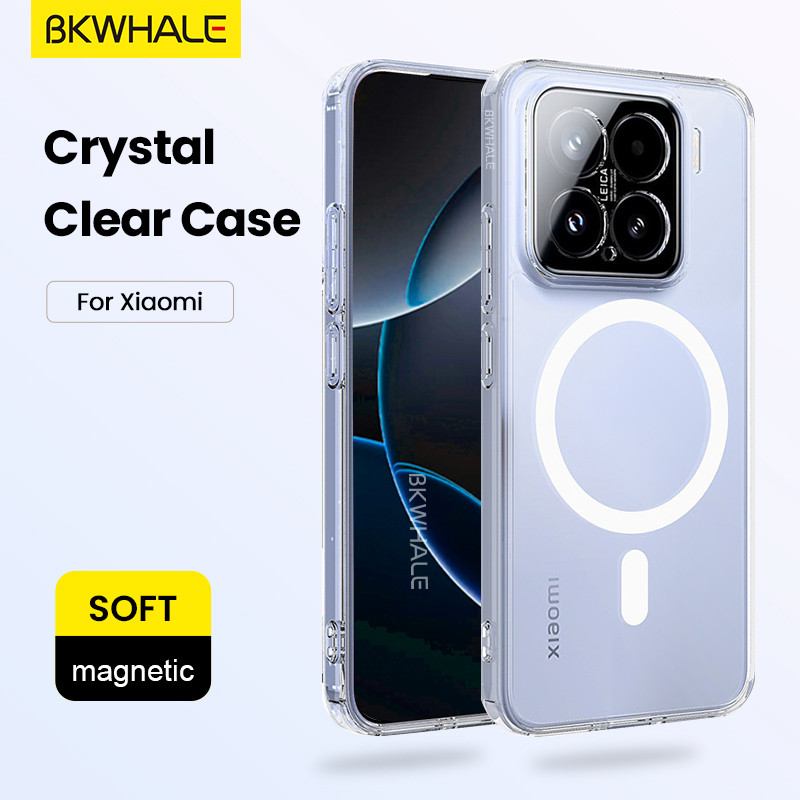 Ốp điện thoại từ tính trong suốt BKWHALE cho Xiaomi 17T 17 15T 15 14T Poco F6 F7 F8 F9 Ultra X6 X7 X8 Pro Max Redmi K100 K90 Pro Max Vỏ mềm trong suốt Vỏ điện thoại chống sốc Acry…