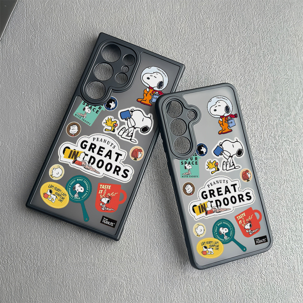 Ốp Điện Thoại Trong Suốt Cứng Snoopy Đậu Phộng Cho Samsung S25 Ultra S25FE S24Ultra S23 S22 A17 A16 A15 A07 A06 A56 A36 A26 A53 A55 Vỏ Trong Suốt Samsung Chống Sốc