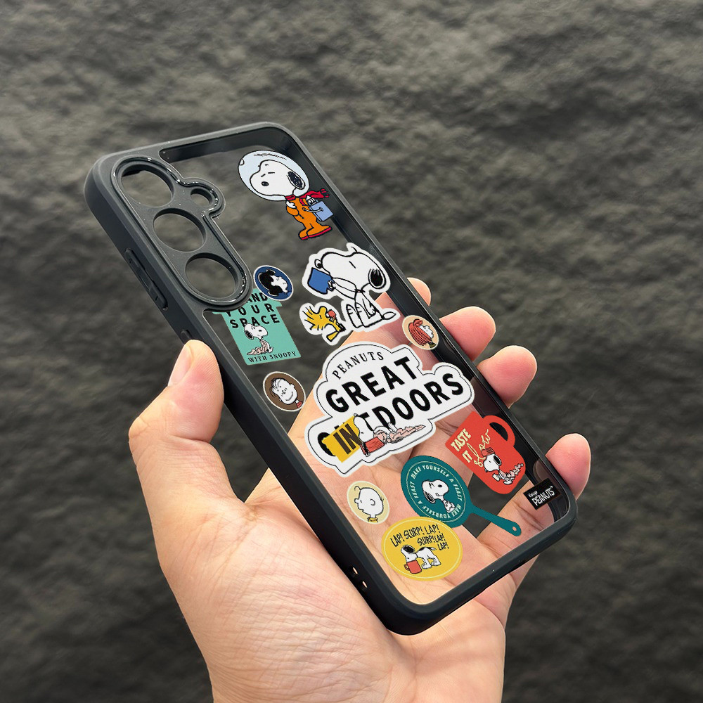 Ốp Điện Thoại Trong Suốt Cứng Snoopy Đậu Phộng Cho Samsung S25 Ultra S25FE S24Ultra S23 S22 A17 A16 A15 A07 A06 A56 A36 A26 A53 A55 Vỏ Trong Suốt Samsung Chống Sốc