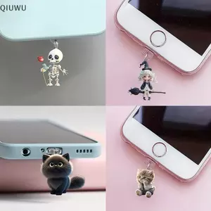 QIUWU Điện Thoại Di Động Cắm Bụi Pendan Chó Dễ Thương Shamrock Trang Trí Mặt Dây Chuyền Cho Cổng Sạc Type-C Phích Cắm Chống Bụi.