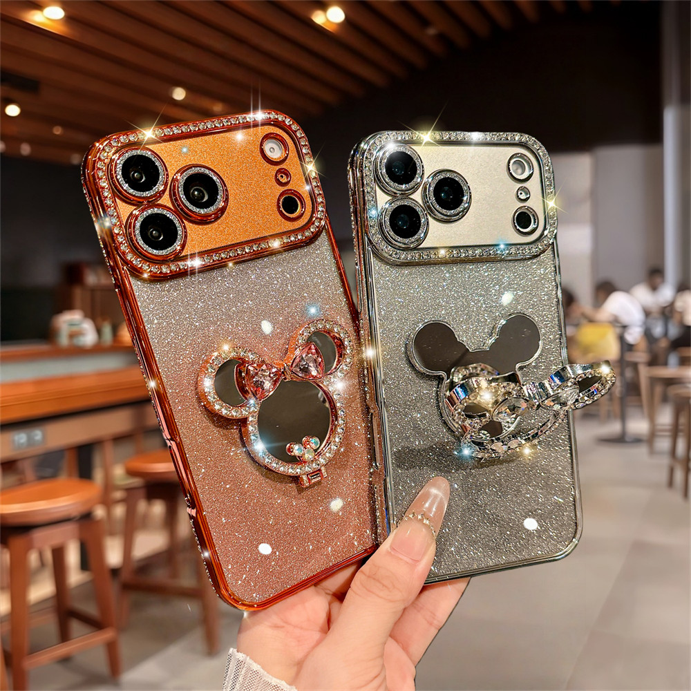 Flash Kim Cương Gương Đứng Ốp Lưng Điện Thoại iPhone 17 Pro Max 16 11 12 13 14 15 Pro Max Air 16 plus Ống Kính Bảo Vệ Camera Vỏ Chống Sốc TPU Vỏ Mềm Vỏ Bảo Vệ Điện Thoại
