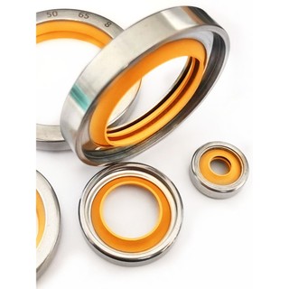 Nhập Khẩu Môi Vàng Thép Không Gỉ Trục Seal PTFE Dầu Seal Khô Mài Không Dầu Thực Phẩm Loại Bụi
