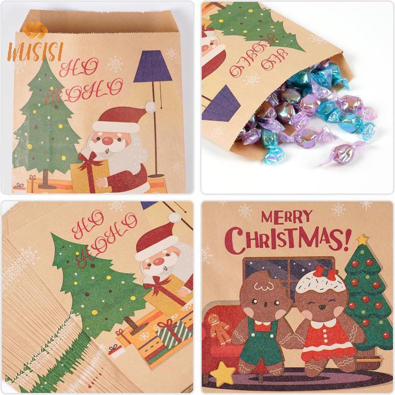 [WUSISI] 20 Chiếc Túi Quà Giáng Sinh Vui Vẻ Ông Già Noel Giấy Kraft Túi Kẹo Quà Giáng Đảng Ủng Hộ 2025 Giáng Sinh DIY Lịch Mùa Vọng MỚI