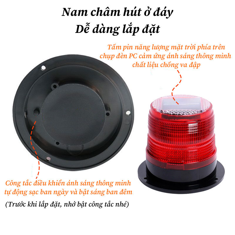 Đèn LED Năng Lượng Mặt Trời Đế Nam Châm – Nhấp Nháy Tự Động, Dễ Lắp Đặt, Nhỏ Gọn Tiện Lợi