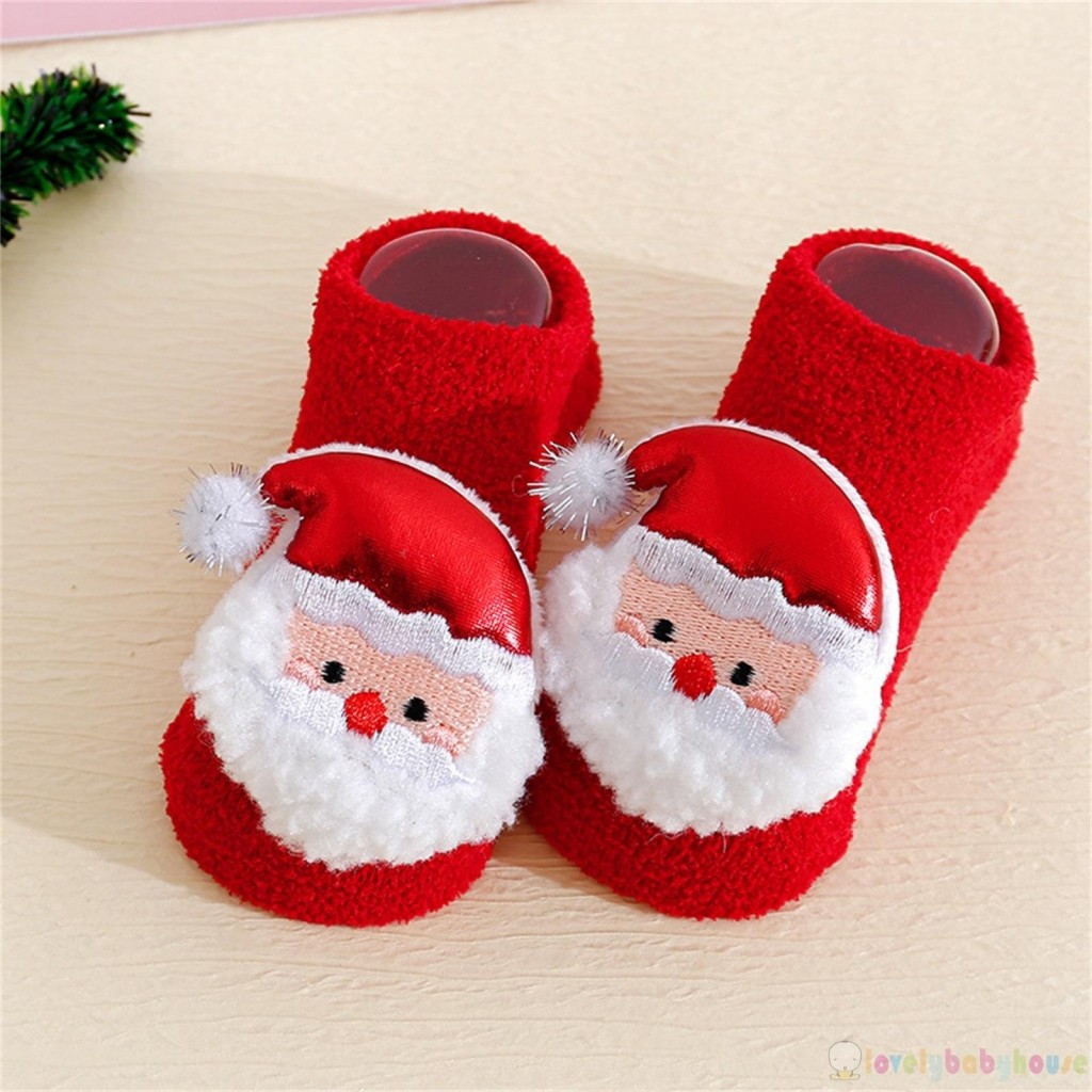 LBH-Toddler Baby Soft Dễ thương Cây thông Noel / Người tuyết / Tuần lộc / Ông già Noel Tất chống trượt cho trẻ sơ sinh trong nhà