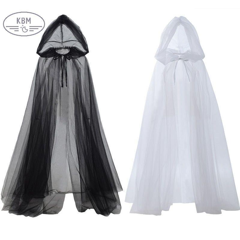 KBM Áo Khoác Áo Trang Phục Halloween Ma Cosplay Trang Phục Áo Choàng Người Lớn Full Dài Sheer Cape Với Quá Khổ Cho Người Lớn FSSG
