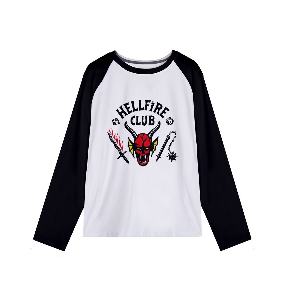 Mới Stranger Things Hellfire Club Áo thun theo chủ đề Unisex Bông Tai Kẹp Hông Phong Cách Cổ Tròn Tay Ngắn Cho Nam Nữ