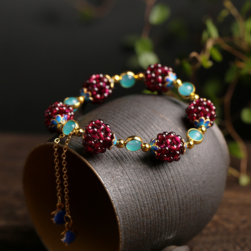 Vòng tay garnet tự nhiên đơn giản mới