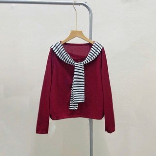 Áo Khoác Nỉ Tăm Bigsize Nữ Kèm Khăn Thủy Thủ Dáng Áo Cardigan Ôm Body Dài Tay A310+A195
