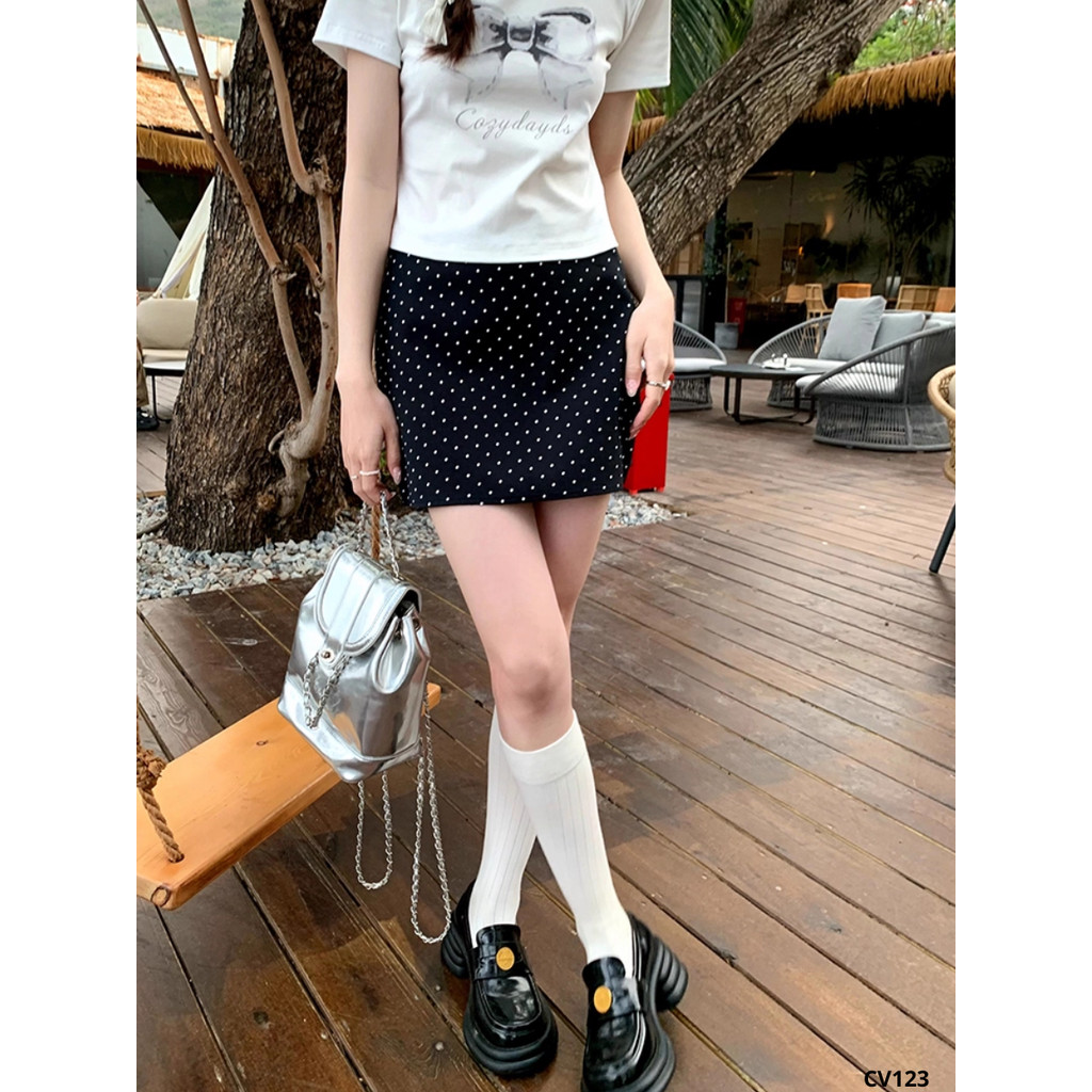 Dottie Skirt - Chân Váy Chấm Bi Chữ A Nữ - Kèm Quần Bảo Hộ - Dễ Phối Đồ - Phù Hợp Mùa Hè Mùa Thu_CV123