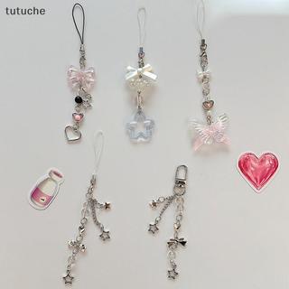 Tutu 1 Hạt Dễ Thương Handmade Cô Gái Ngọt Ngào Móc Khóa Cho IP 11 Camera Y2K Tình Yêu Ngôi Sao Năm Cánh Điện Thoại Quyến Rũ Mặt Dây Chuyền VN