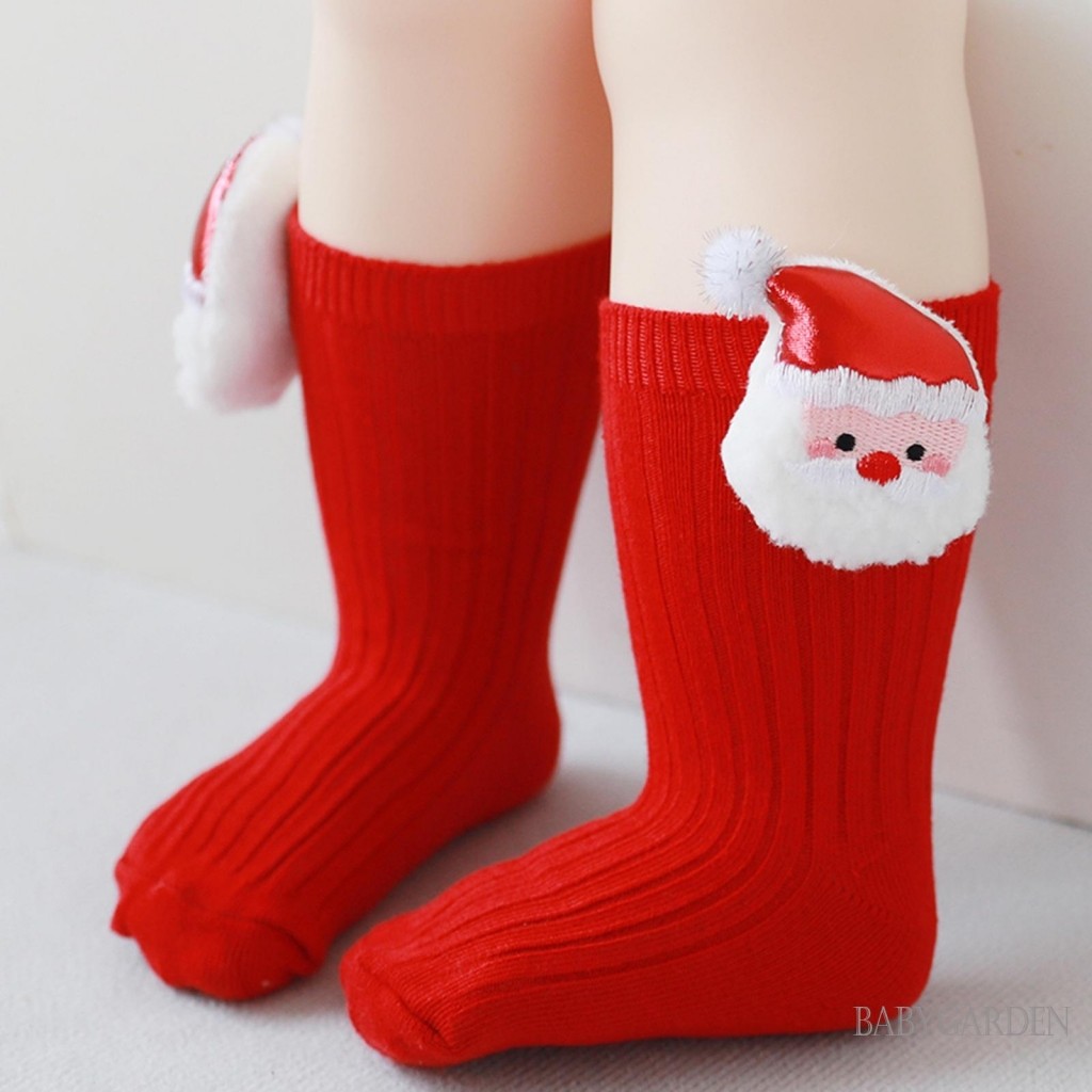 0-8 tuổi Bé Trai Bé Gái Tất Giáng Sinh Hoạt Hình Dễ Thương Đỏ Giữa Bắp Chân Ngày Lễ Tất