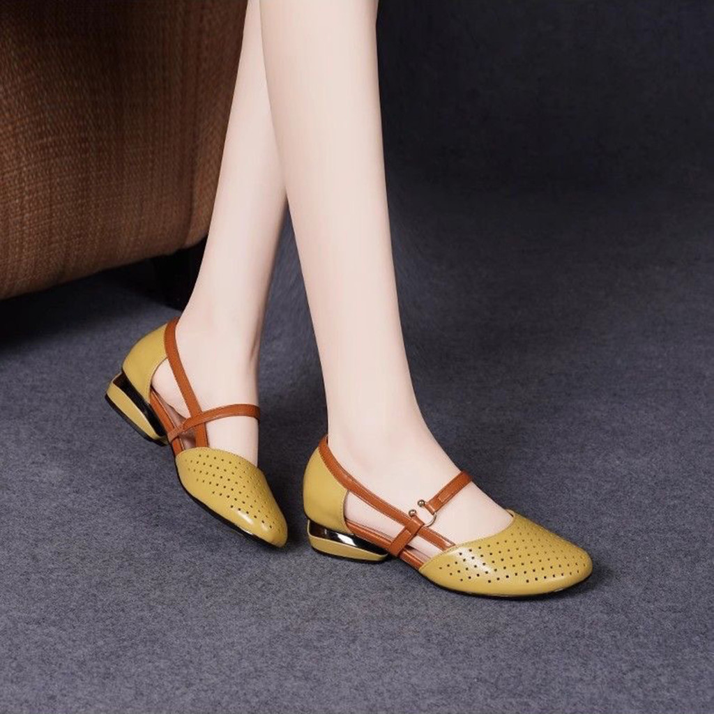 Xăng đan Đi Biển Mùa Hè Nữ Đầu Tròn Nêm Thoải Mái Chống Trơn Trượt Sandal Thích Hợp Để Mua Sắm Đi Bộ Trong Nhà