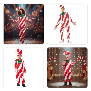 Trang phục kẹo Candy Cane Giáng sinh - Bộ mũ và quần áo