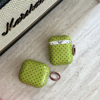 Chấm bi màu xanh lá cây cho AirPods 1 / 2 3 Pro Pro2 pro3 Airpod4 Bộ tai nghe Vỏ bảo vệ Bluetooth không dây Vỏ bảo vệ tai nghe dòng AirPods