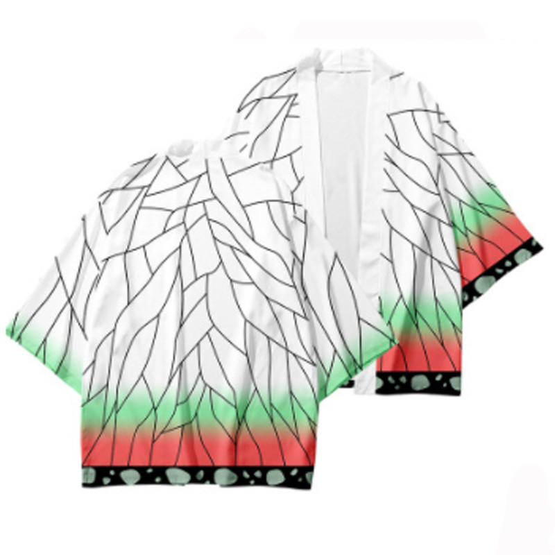 YB1 Demon Slayer Cosplay Trẻ Em kimono Haori Tanjirou Nezuko Áo Khoác Tay Ngắn Áo Khoác Trang Phục Hóa Trang Halloween Đảng Hiển Thị U