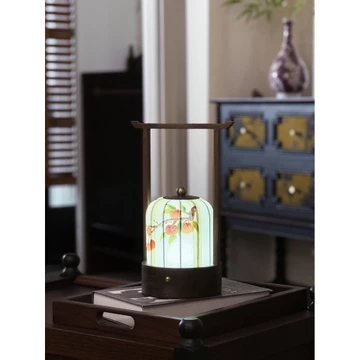 DXVQ Đèn ngủ kiểu Trung Quốc thời nhà Tống, sạc lại, trang trí retro, đèn ngủ phòng khách, đèn bàn Zen, phòng ngủ, phòng
