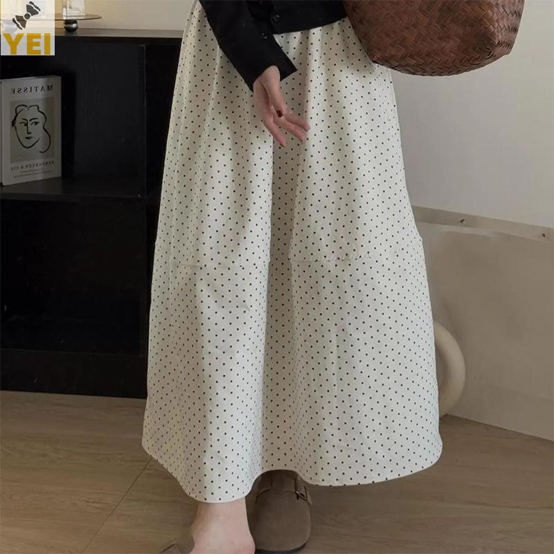 < YEI > Váy dài chấm bi dáng rộng thời trang mùa hè cho nữ mới