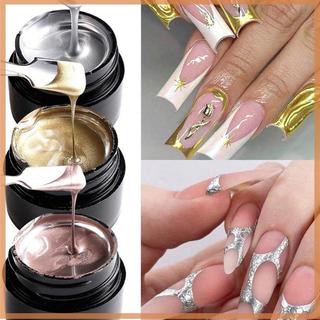 [savemoneyeveryday] Gel vẽ tranh kim loại Chrome Vàng bạc Hoa hồng Hiệu ứng gương sơn móng tay Dây vẽ siêu sáng Sơn móng tay nghệ thuật kiểu Pháp [vn]
