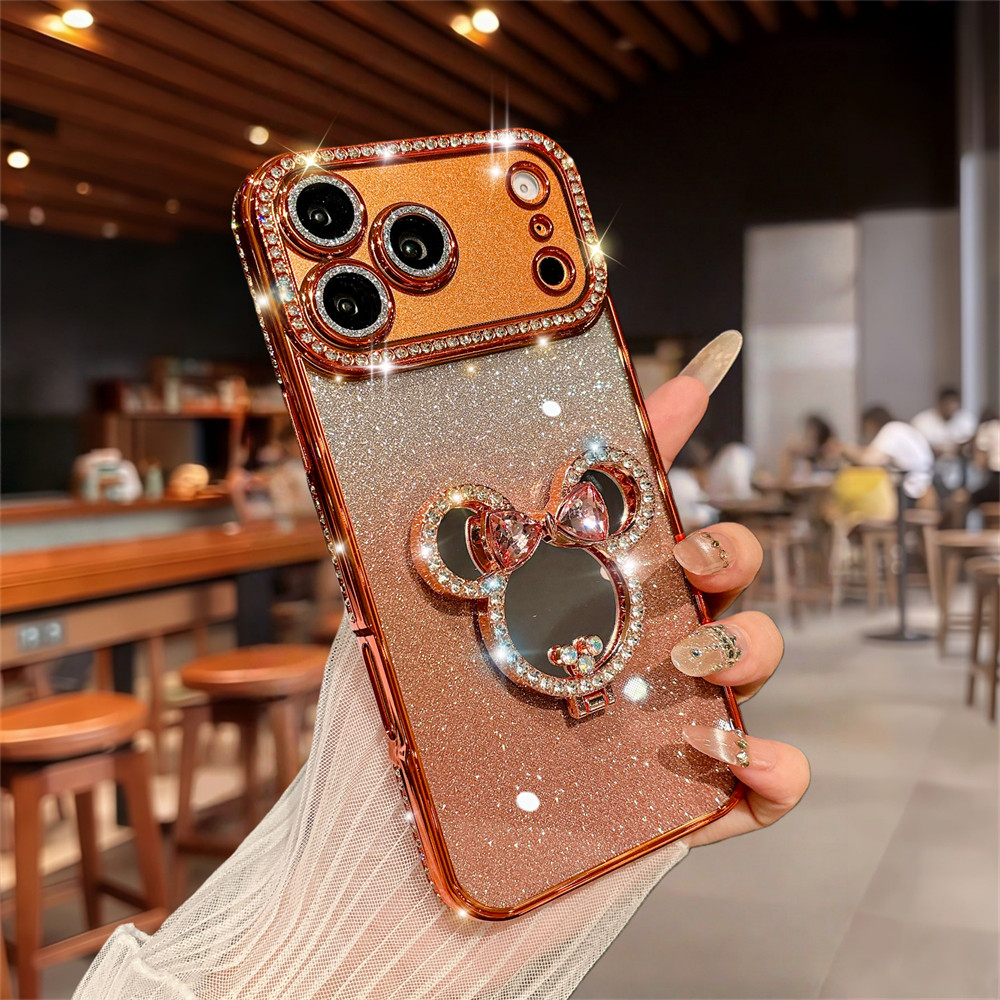 Flash Kim Cương Gương Đứng Ốp Lưng Điện Thoại iPhone 17 Pro Max 16 11 12 13 14 15 Pro Max Air 16 plus Ống Kính Bảo Vệ Camera Vỏ Chống Sốc TPU Vỏ Mềm Vỏ Bảo Vệ Điện Thoại