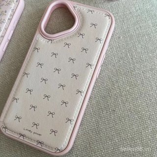 Ốp Điện Thoại Thích Hợp Cho iPhone X XS XR XSMAX 11 12 13 14 15 16 17 Pro max Plus Họa Tiết Da Không Khí Nơ Màu Hồng Dễ Thương Giai Điệu Chống Sốc Vỏ Bảo Vệ Chống Sốc Bao Gồm Tất Cả OQJ