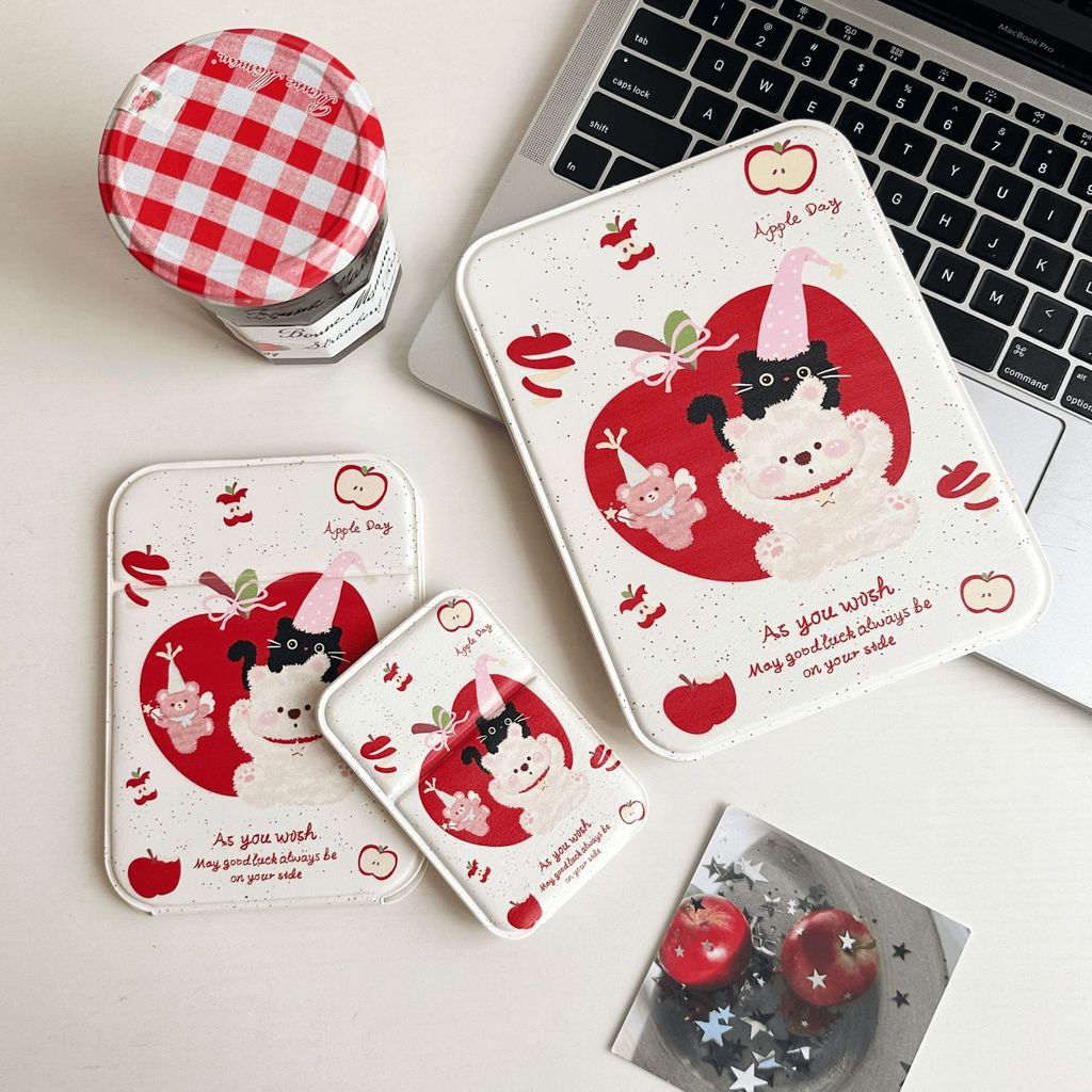 Dễ Thương Apple Gấu Gấp Gương Trang Điểm Gương Để Bàn Đứng Lên Gương Trang Điểm Bé Gái Đi Chơi Di Động Trang Điểm Gương Nhỏ CSDD