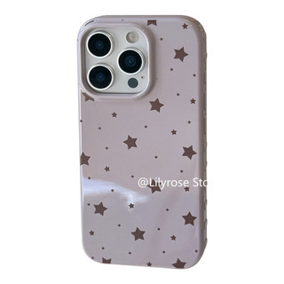 Ngôi sao nâu tối giản Thích hợp cho vỏ điện thoại Apple 17, IPhone 15 mềm, 16 Pro Max Full Cover chống rơi