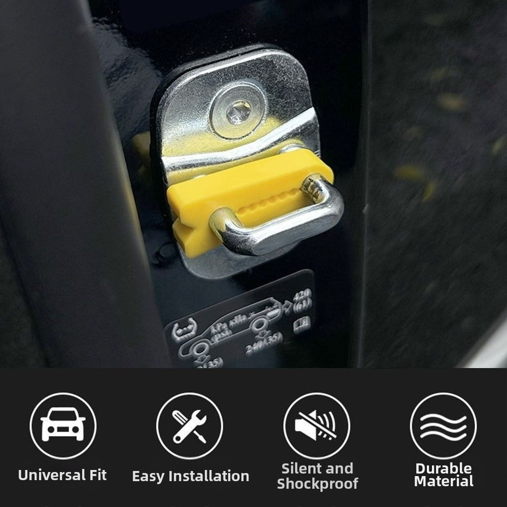LAKAM 4 Cái Khóa Cửa Ô Tô Bộ Đệm Giảm Âm Thanh, Giảm Sốc Cách Âm Bảo Vệ Khóa Cửa Ô Tô, Con Dấu Silicon Bền Đẹp Giảm Chấn Khóa Cửa Đệm Phụ Kiện Tự Động