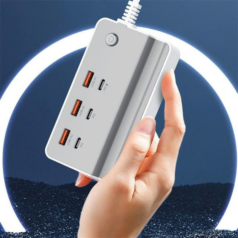 Trạm Sạc USB Đa Cổng Với 3 USB 3 USB C 35w Sạc Nhanh Trung Tâm Sạc Tường Cho Điện Thoại Di Động