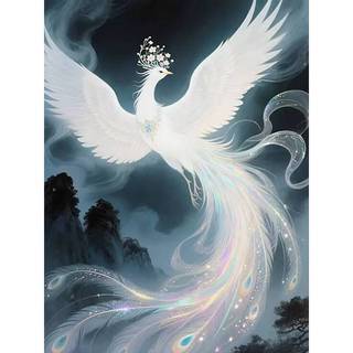 Phong Cách Trung Quốc Mới Vàng Trắng Phượng Hoàng Tranh Canvas Dreamy Phong Thủy Chủ Đề Bảo Vệ Nhà Cửa Mạ Vàng Phác Thảo Thủ Công Thanh Lịch Và Lớn Nghệ Thuật Treo Tường Cho Phòng Học Lối Vào Tường Tiêu Đề