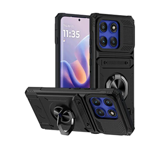 Dành Cho Motorola Edge 60 Pro Ốp Lưng Hạng Nặng Vòng Xoay Từ Tính Chân Đế Bảo Vệ Khe Cắm Thẻ ẩn Vỏ Ví