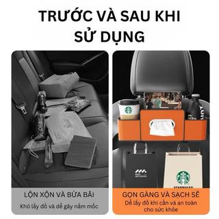 Hộp Đựng Đồ Ghế Sau Ô Tô Bọc Da Cao Cấp Nhiều Chức Năng Đựng Khăn Giấy Giá Đỡ Cốc Móc Treo Giá Đỡ Điện Thoại