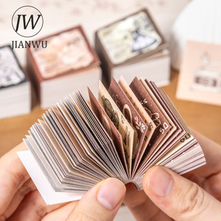 JIANWU Cô Gái Tinh Tế 100 Ngày Đấm Thẻ Series Vintage Phong Cảnh Chất Liệu Cắt Dán Memo Pad Sáng Tạo DIY Tạp Chí Văn Phòng Phẩm