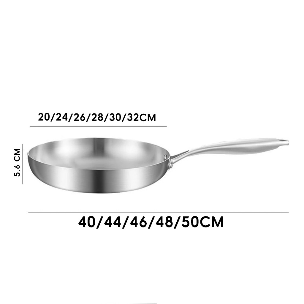 Chảo Inox 304 DULICA HOUSE - Đáy Phẳng Chuyên Chiên Rán, Chống Dính Tự Thân Dày Dặn Sáng Bóng | BigBuy360 - bigbuy360.vn