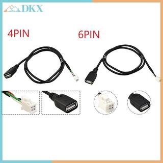Bộ chuyển đổi cáp USB ô tô DKX 75cm 4Pin và 6Pin cho đầu nối âm thanh nổi trên ô tô Android Bộ chuyển đổi cáp mở rộng USB.