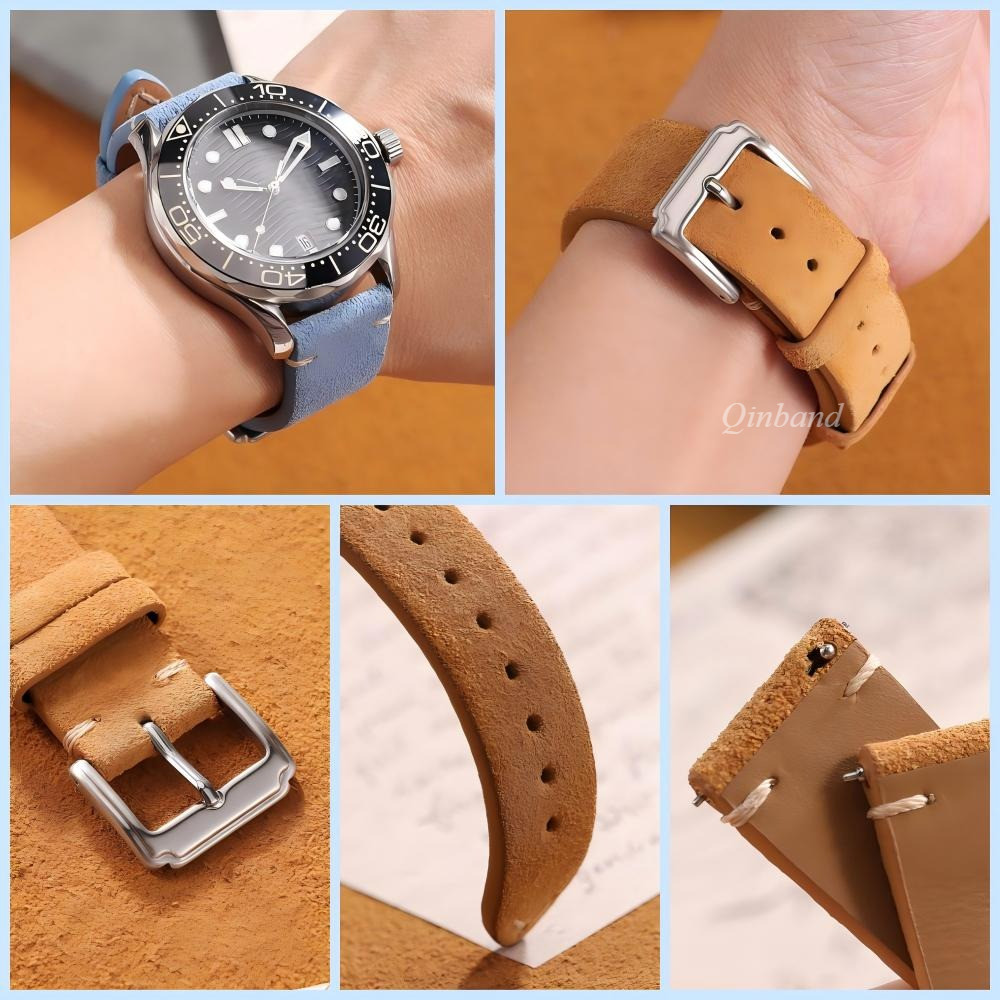 14 / 16 / 18 / 20 / 22mm Da Lộn Da Thật Chính Hãng Dây Đeo Đồng Hồ Da Bò Da Bò Dây Đeo Đồng Hồ Vòng Tay Dây Đeo Đồng Hồ Cho SEIKO Diver Đồng Hồ Cơ Nam Nữ Sinh Viên