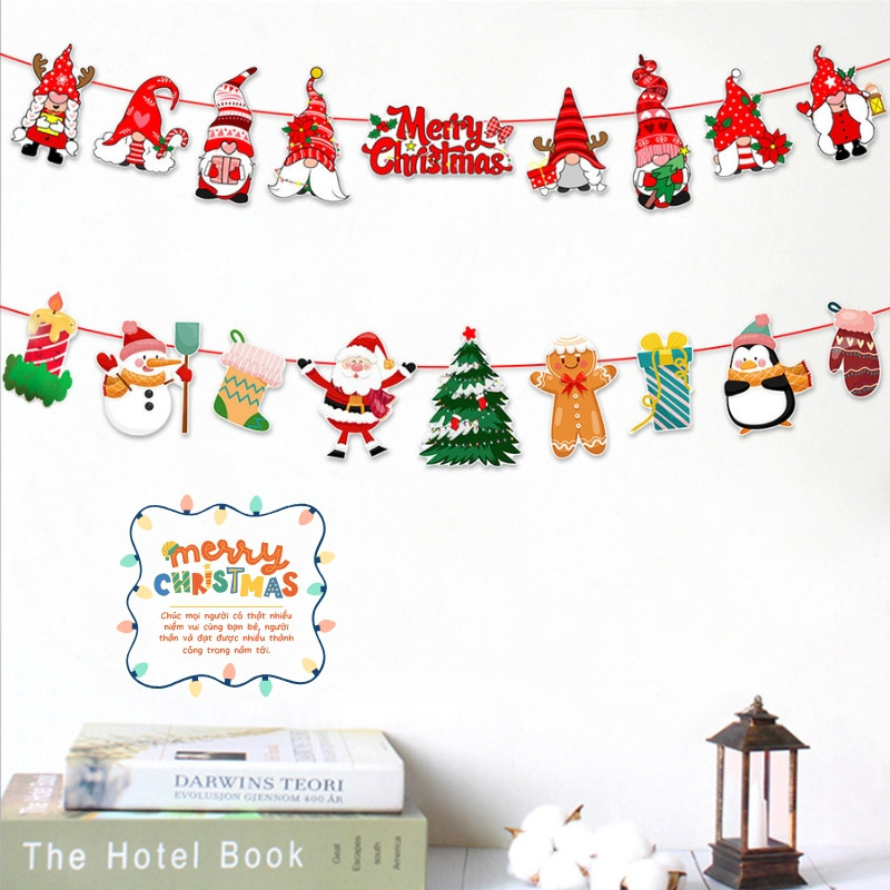 Dây Treo Trang Trí Noel – Biểu Ngữ & Dây Treo Vui Vẻ Với Họa Tiết Sinh Động Trang Trí Không Gian Đón Giáng Sinh