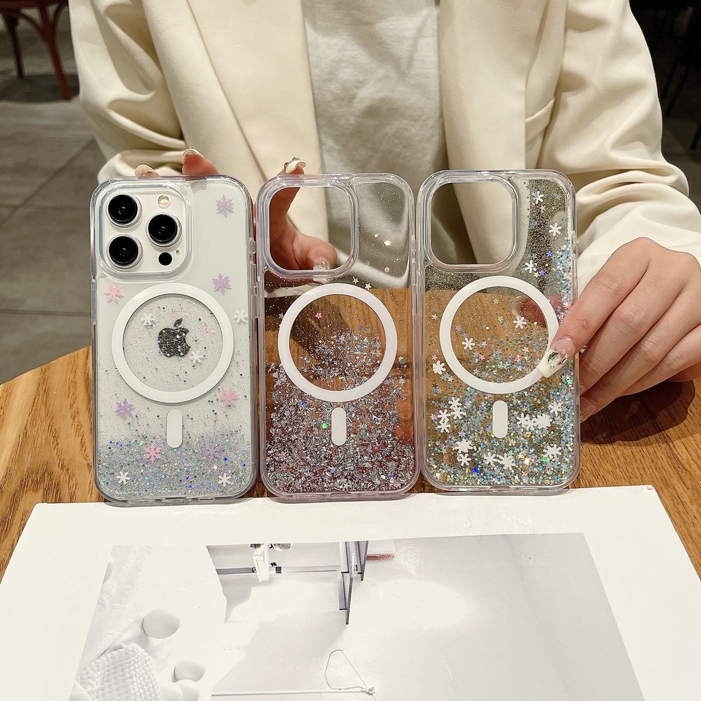 Ốp Điện Thoại IPhone 17 Pro max Từ Lấp Lánh Gradient 17 AIR Glitter 16pro Kim Cương Giả Trong Suốt Chống Sốc 15 Vỏ Bảo Vệ